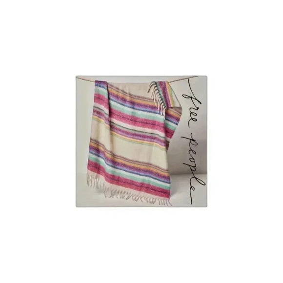 Free People Skye Stripe Multicolor Fringe Blanket - Picture 2 of 3